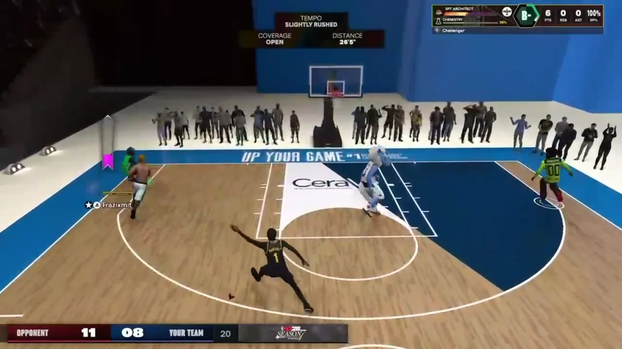 In a lobby, script running